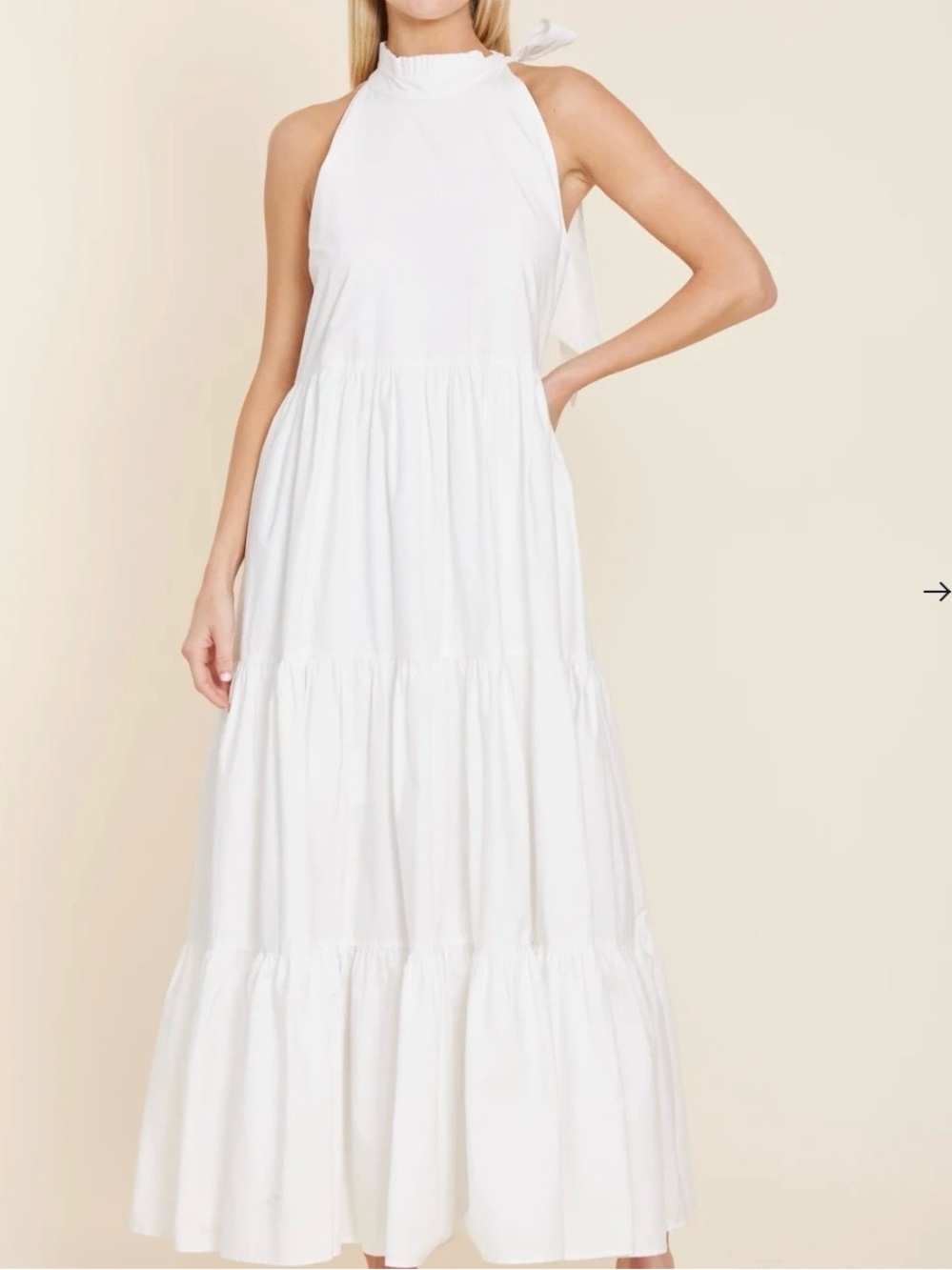 Dolce Cabo White Halter Tiered Maxi Dress